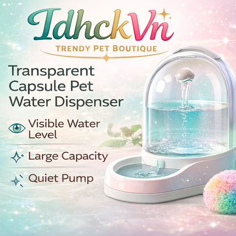 IdhckVn™ Transparent Capsule Pet Water Dispenser, Stylish Large Capacity Cat Fountain with Visible Water Level & Quiet Pump