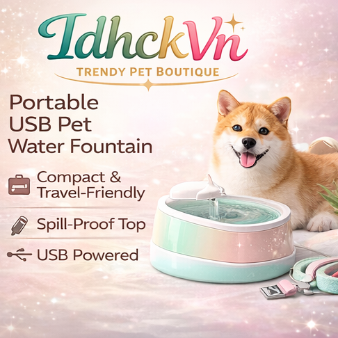 IdhckVn™ Portable USB Pet Water Fountain, Compact Travel Cat Water Dispenser with Spill-Proof Design & Detachable Parts