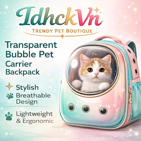 IdhckVn™ Transparent Bubble Pet Carrier Backpack, Stylish Breathable Travel Cat & Dog Carrier with Ventilation Holes, Lightweight Pet Travel Bag