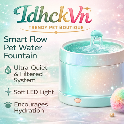 IdhckVn™ Smart Flow Pet Water Fountain, Ultra-Quiet Cat Water Dispenser with LED Light, Filtered Automatic Pet Drinking System