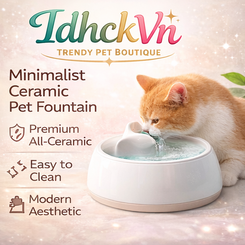 IdhckVn™ Minimalist Ceramic Pet Fountain, Premium Cat Water Bowl with Circulating Filter, Modern Home Pet Water System